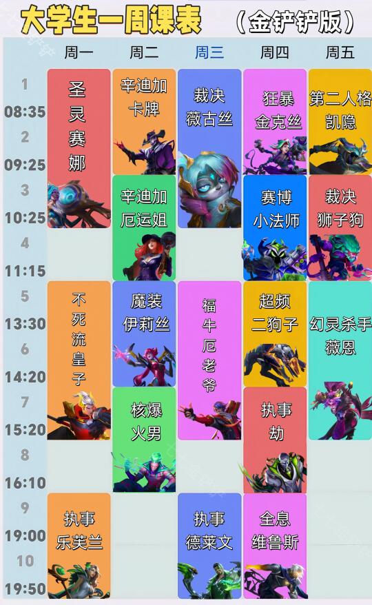 大学生一周课表（金铲铲版）