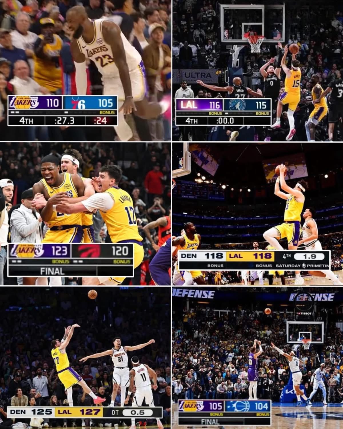 绝杀魔术后，湖人仍保持着本赛季关键时刻联盟第一的胜率——76%。 