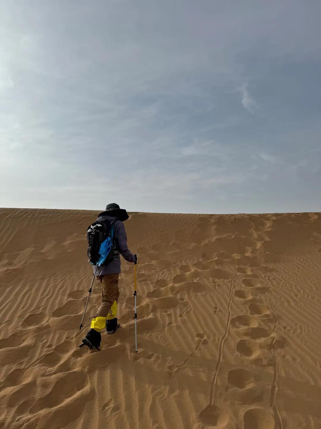 闺女单位团建拉练，六十多号人，领导带队，走腾格尔沙漠，两天走了68公里，一个不拉