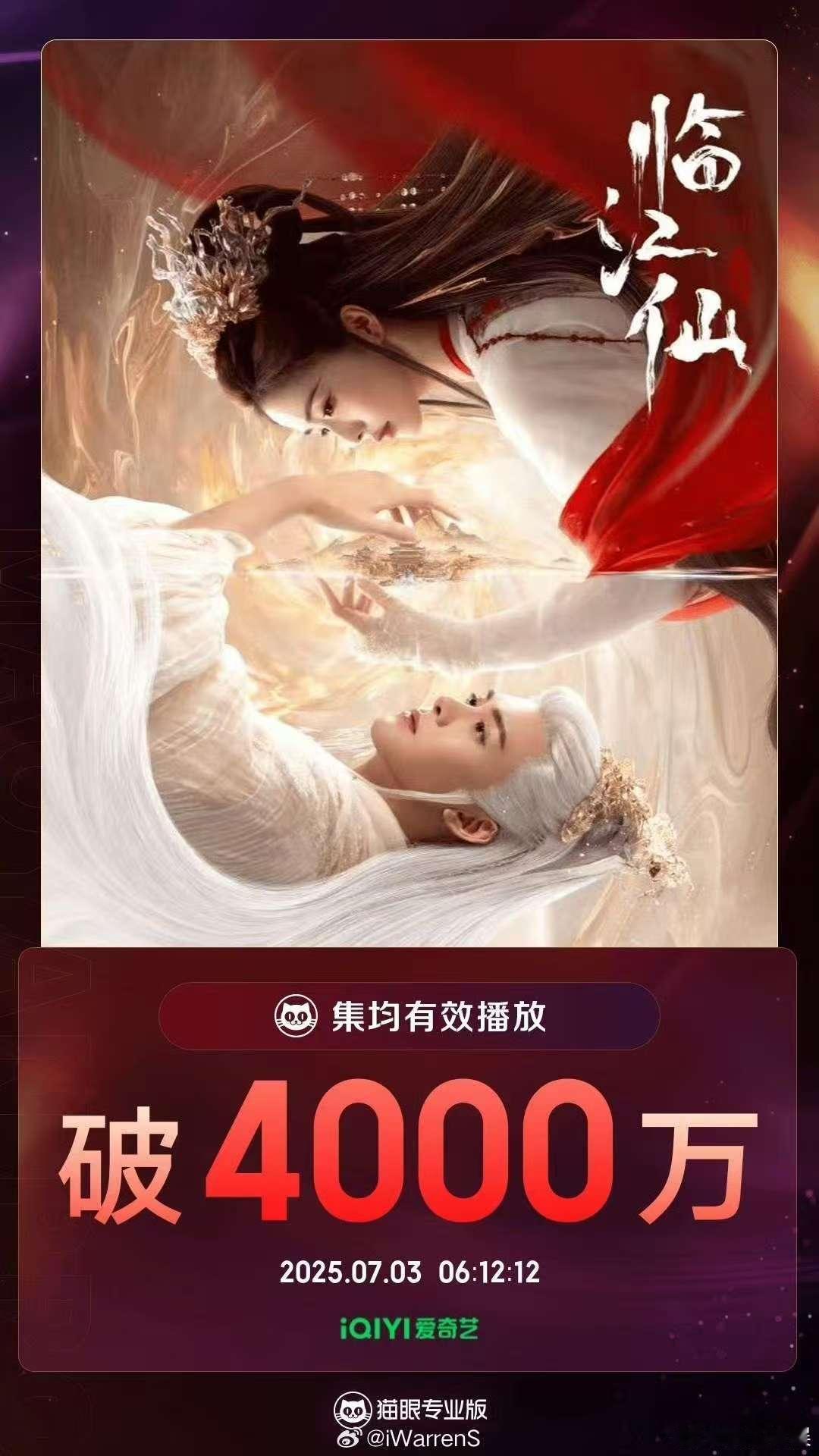 临江仙集均有效播放破4000万白鹿临江仙集均有效播放量破4000万白鹿新剧临江仙
