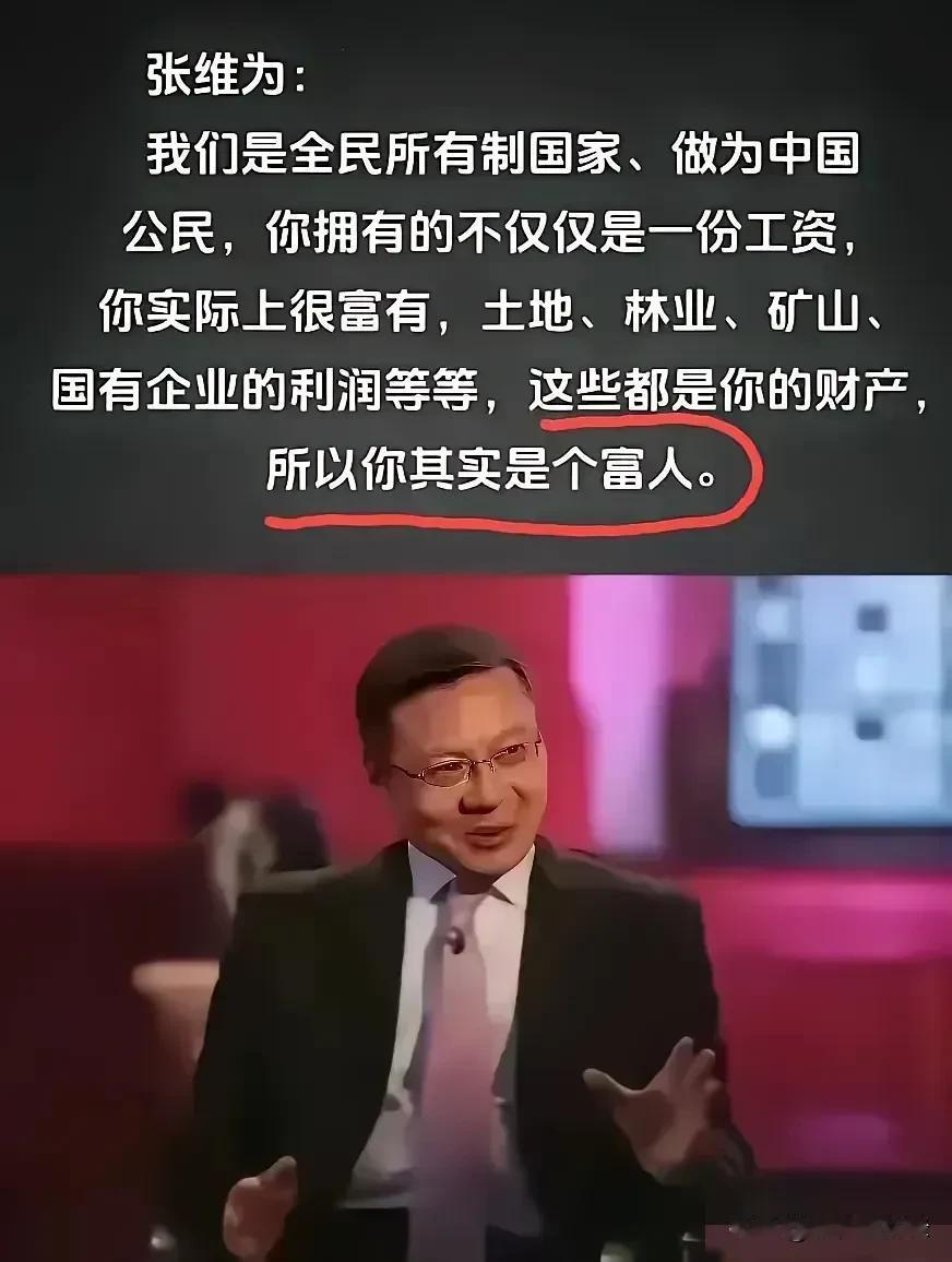 我是富人吗？
大专家张维为说：身为中国公民的你，其实是个富人，因为你不仅仅拥有一