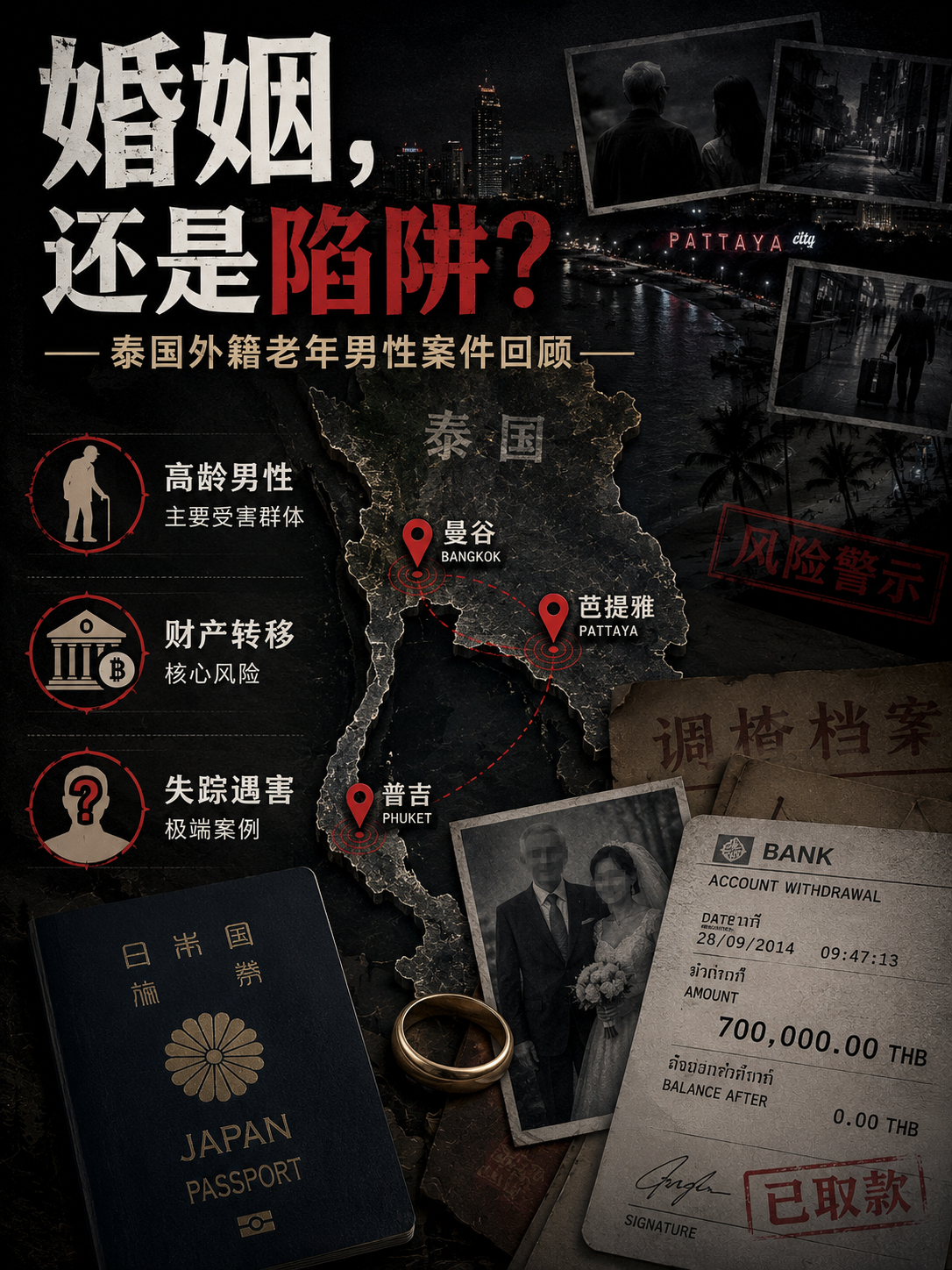 泰国跨国婚姻乱象:多起外国老年男性遇害、失踪近年来,泰国境内涉及外国男性与泰籍配