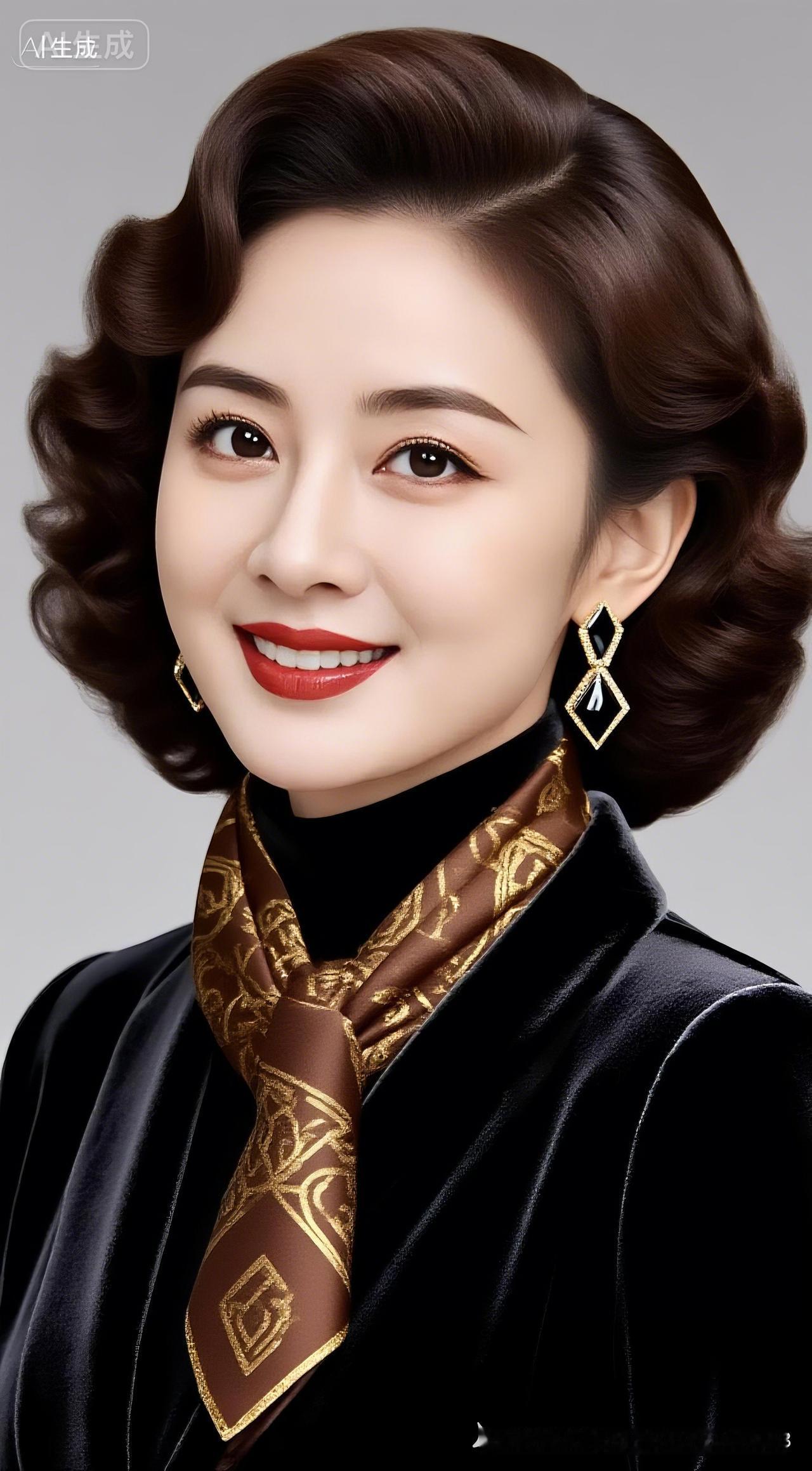 优雅复古风，复古卷发搭配金色耳环，尽显高贵气质！