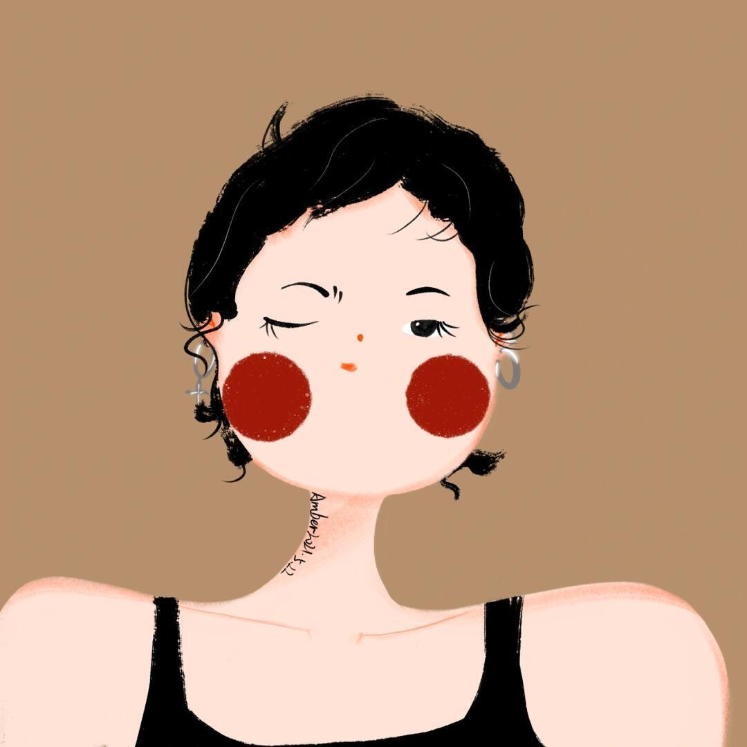 插画女生头像 