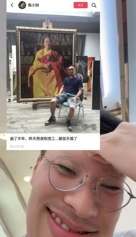 一觉醒来天塌了！画家马小帅花费半年时间创作释永信巨幅油画，昨天通宵加班完工，却发