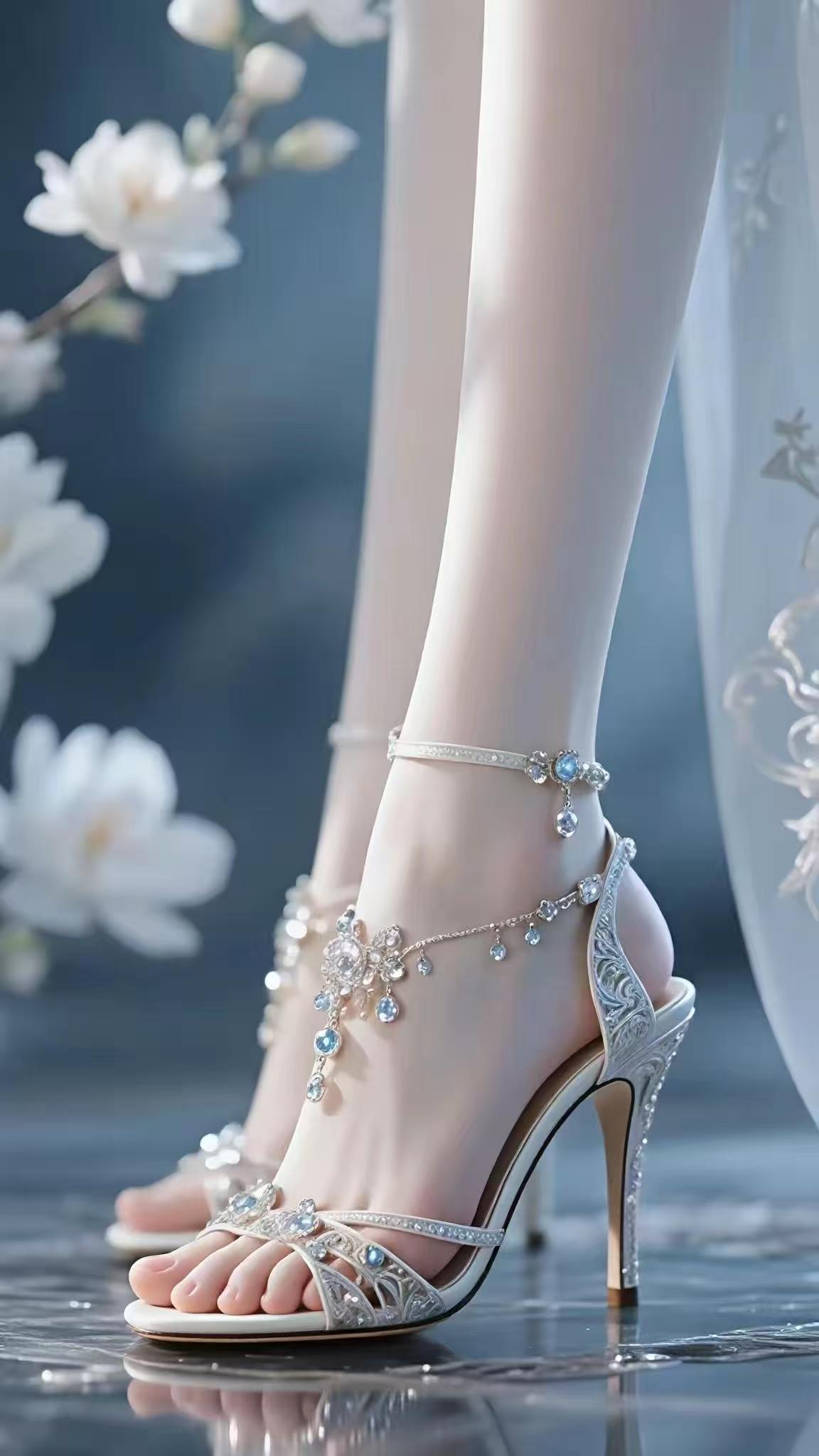 柔荑轻动步生莲，
玉润冰肌一线牵，
这句诗词描绘了女子步履轻盈，
肌肤如玉的优美