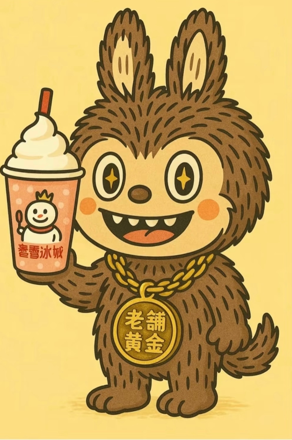 一图看出年轻人的消费喜好：喝蜜雪冰城、带老铺黄金、买labubu。新消费三杰出现