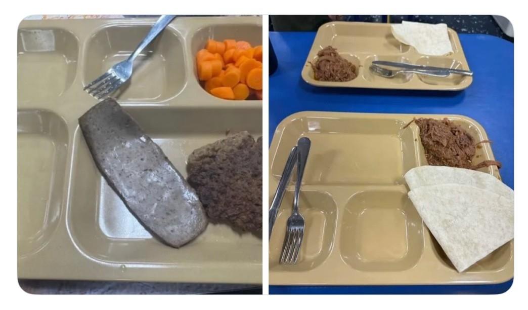 最近韩国媒体披露的一张中东美国海军伙食照炸翻全网：
灰扑扑的烂肉、几根可怜的胡萝