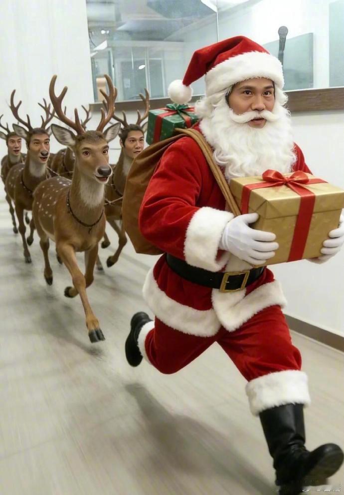 这竟然是曹格本人发的 粉丝制作的AI圣诞图被曹格本尊亲自转发，虽然画面中的形象有