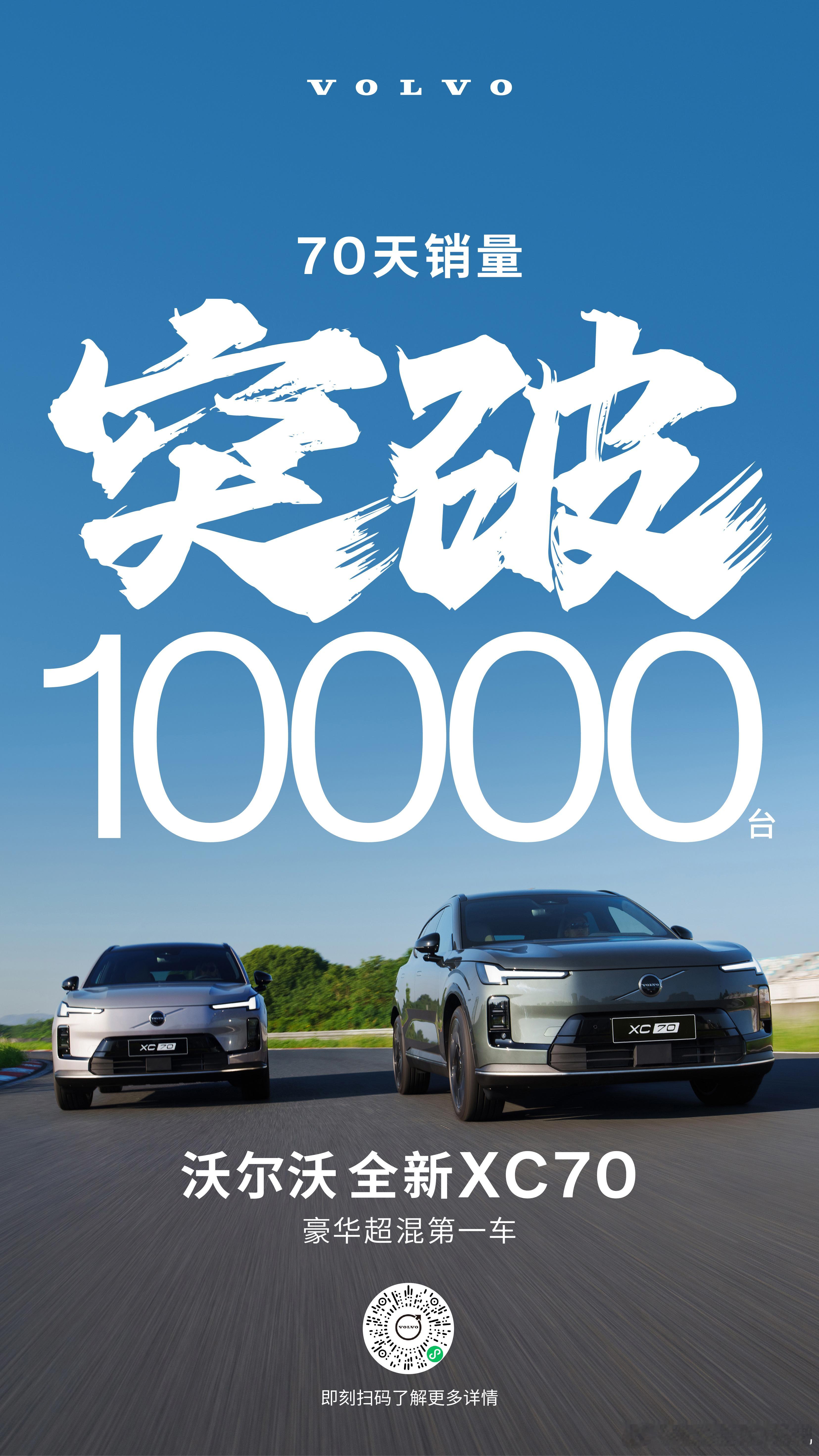 沃尔沃也发战报了，XC70 70天销量过万。热知识：这车宽度只有1890，同价位