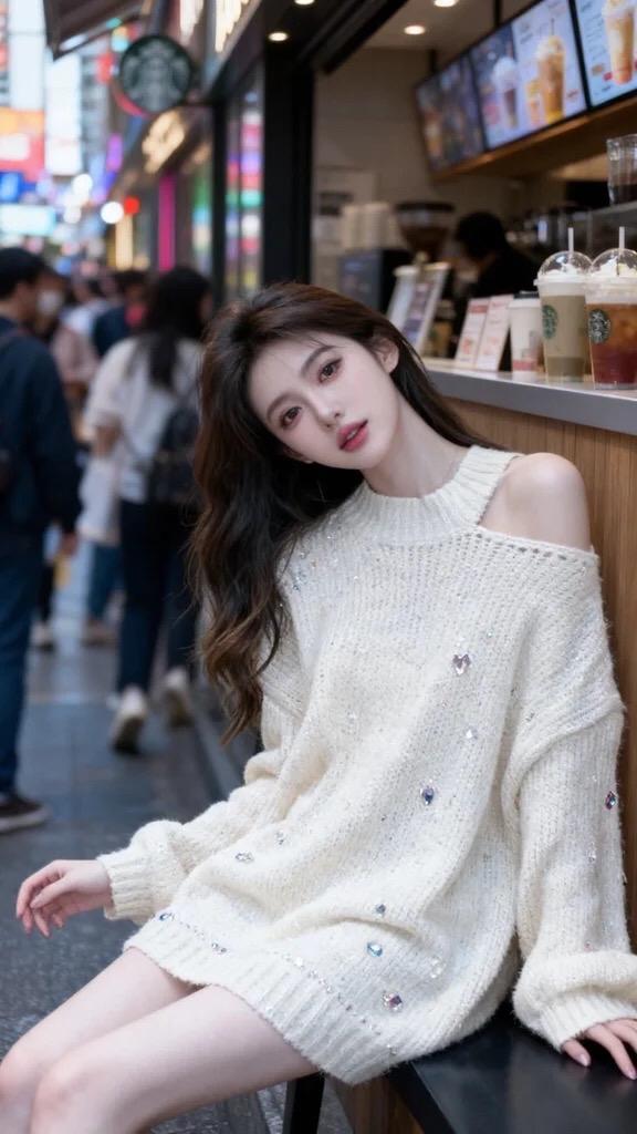 温柔穿搭 街头甜心风 针织 白色毛衣氛围感穿搭 理想女友穿搭