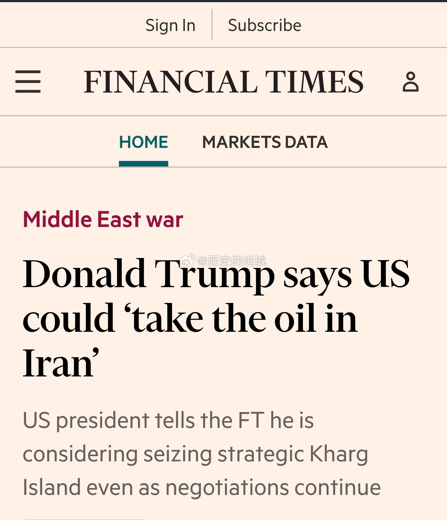 伊朗新任最高领袖为何鲜少发声美国总统特朗普在周日接受FT采访时表示，他希望“夺取