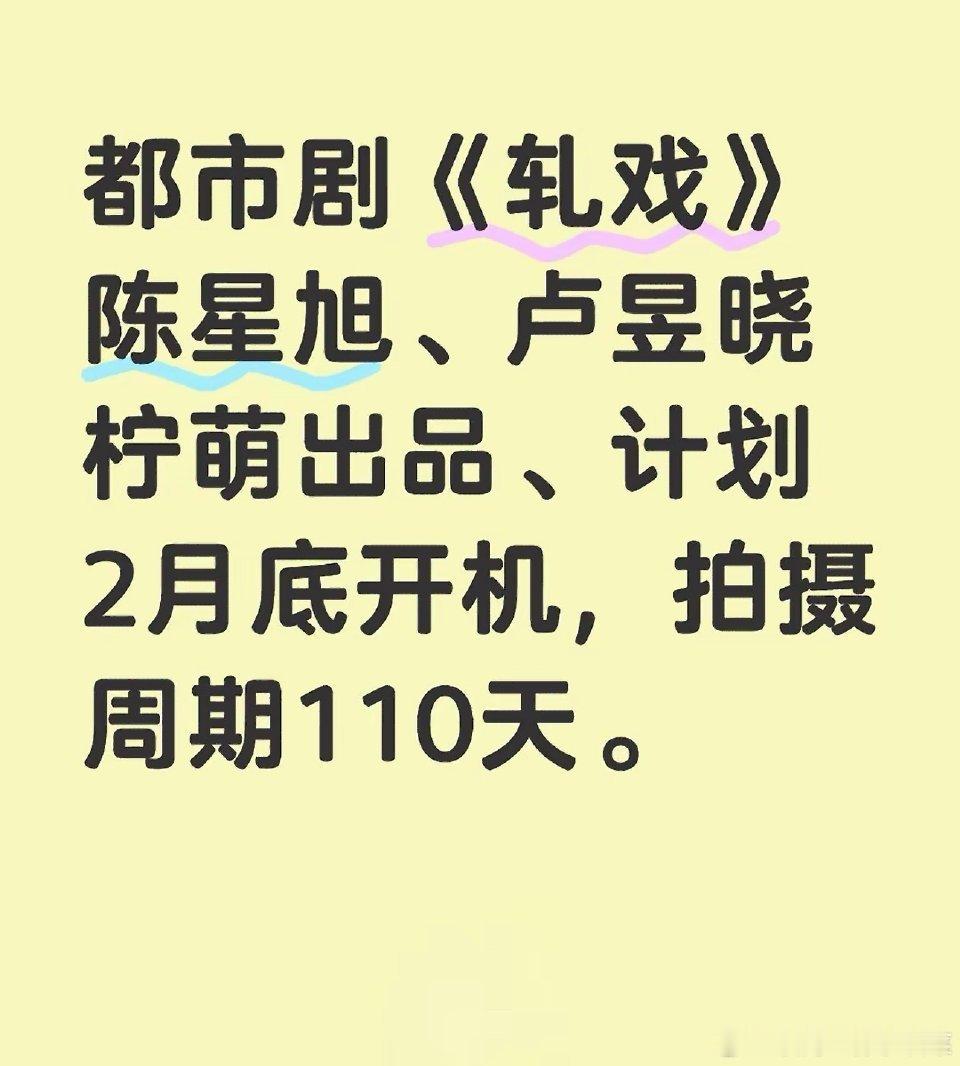 网传都市剧《轧戏》主演陈星旭卢昱晓，导演猫的树，二月底开机[思考] 