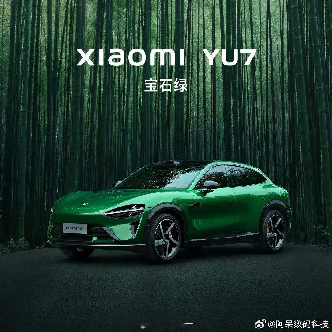 没记错的话，小米SU7主打黄色，现在YU7主打绿色。这个漆面看着很高级，亮面漆。
