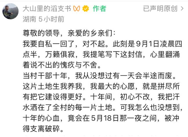 湖南石门天坪村网红村支书王滔，扎根乡村十年带村民致富、暴雨救灾三天仅睡几小时守全