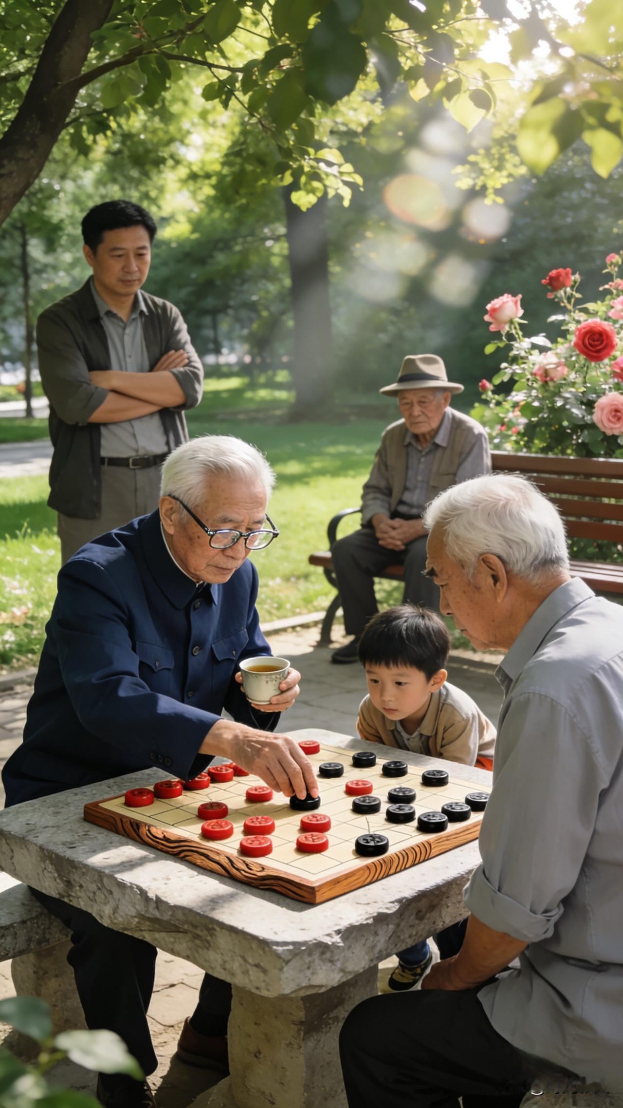 周末逛公园见大爷下棋，得一上联，各位来接！

上联：楚河汉界争棋局
会下棋的、会