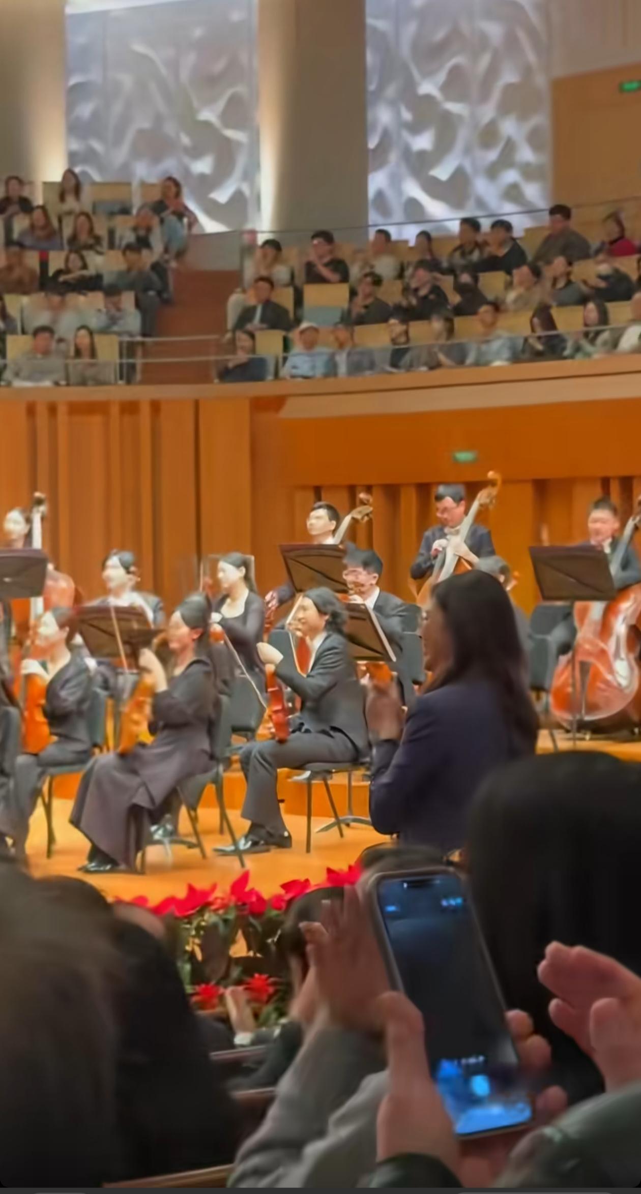 郑丽文晚上轻松地欣赏小提琴音乐会，洗去白天的疲惫。