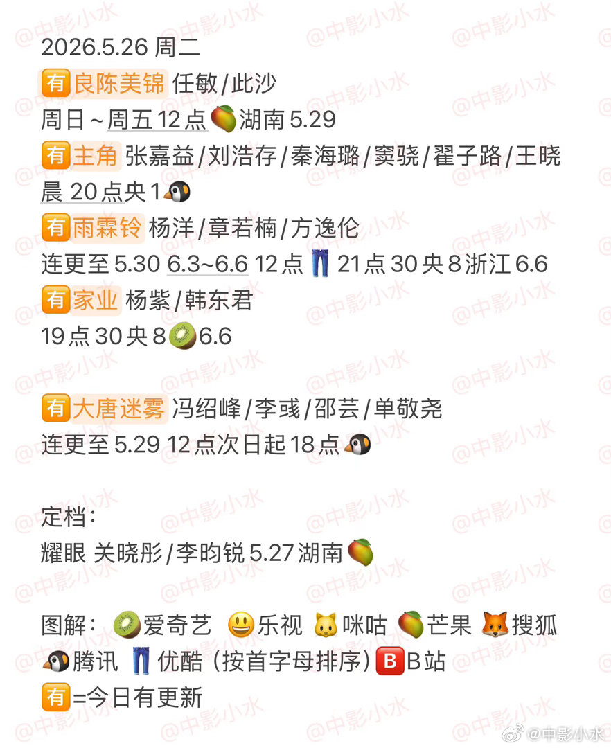 拯救剧荒  5月26日，今晚看点啥？？图1 追剧日历 图2 综艺日历  图3  