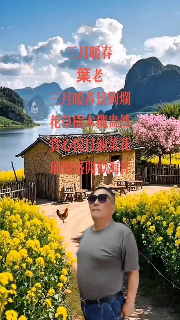 三月暖春景绚烂，花草剧木机盎然。宜心悦打油菜花，璀璨盛开似海。花开时节，花开时节