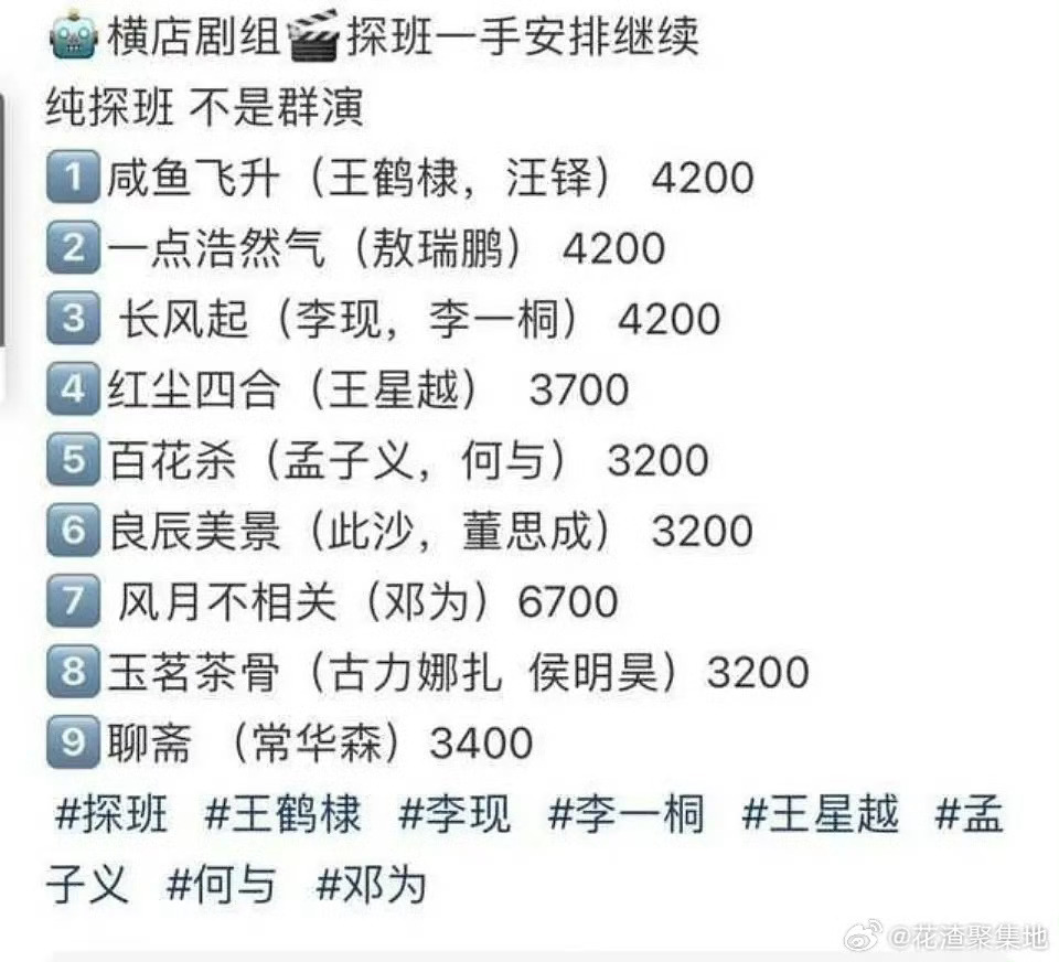 横店探班价格风月不相关 6700咸鱼飞升 、一点浩然气、长风起 4200聊斋 3