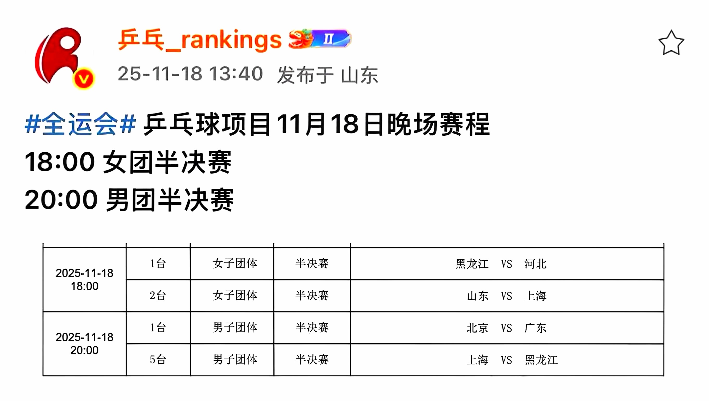 全运会今日晚场赛程