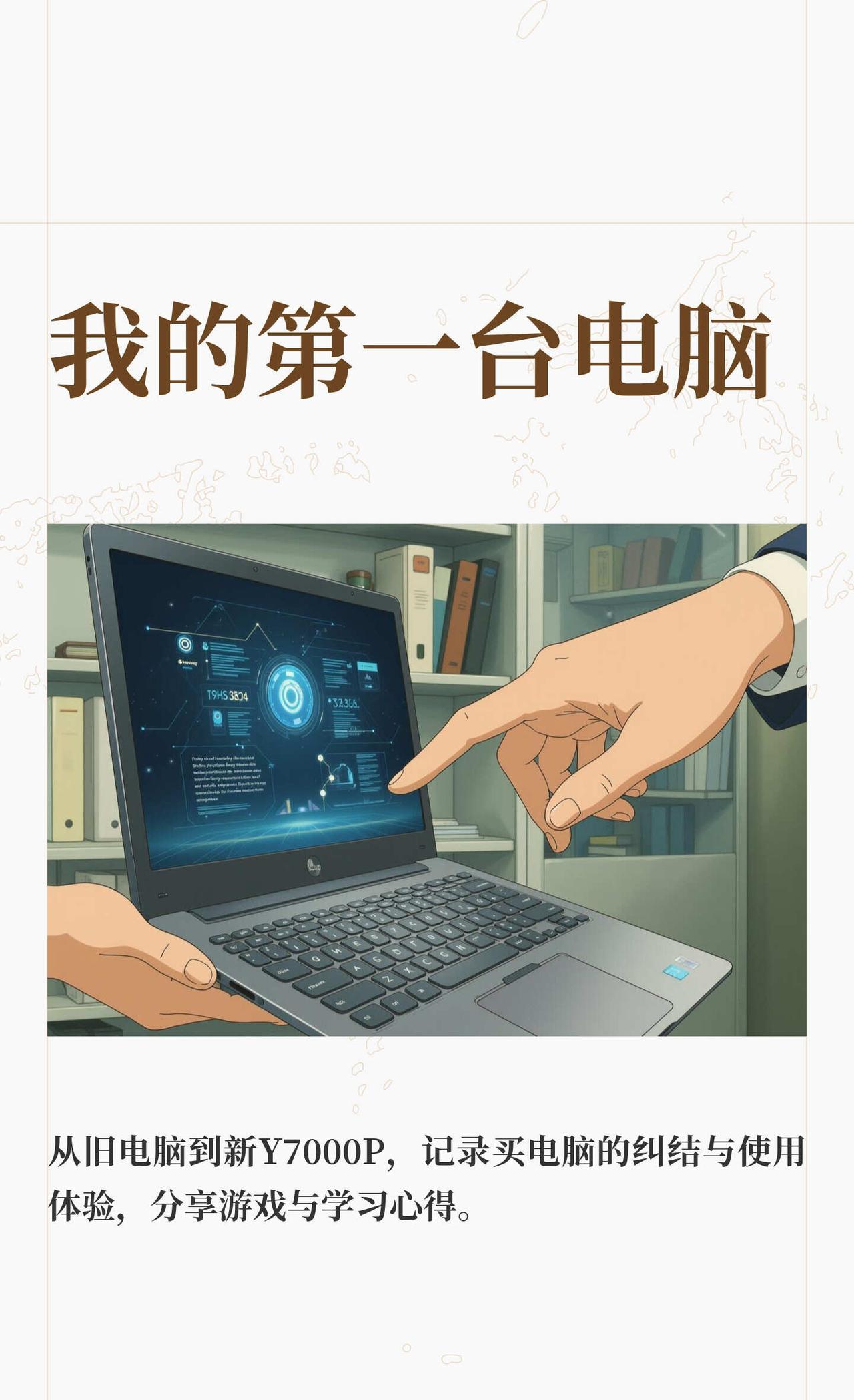 我的第一台电脑
暑假使用旧电脑完成学业，双十一入手8000元Y7000P，配置均