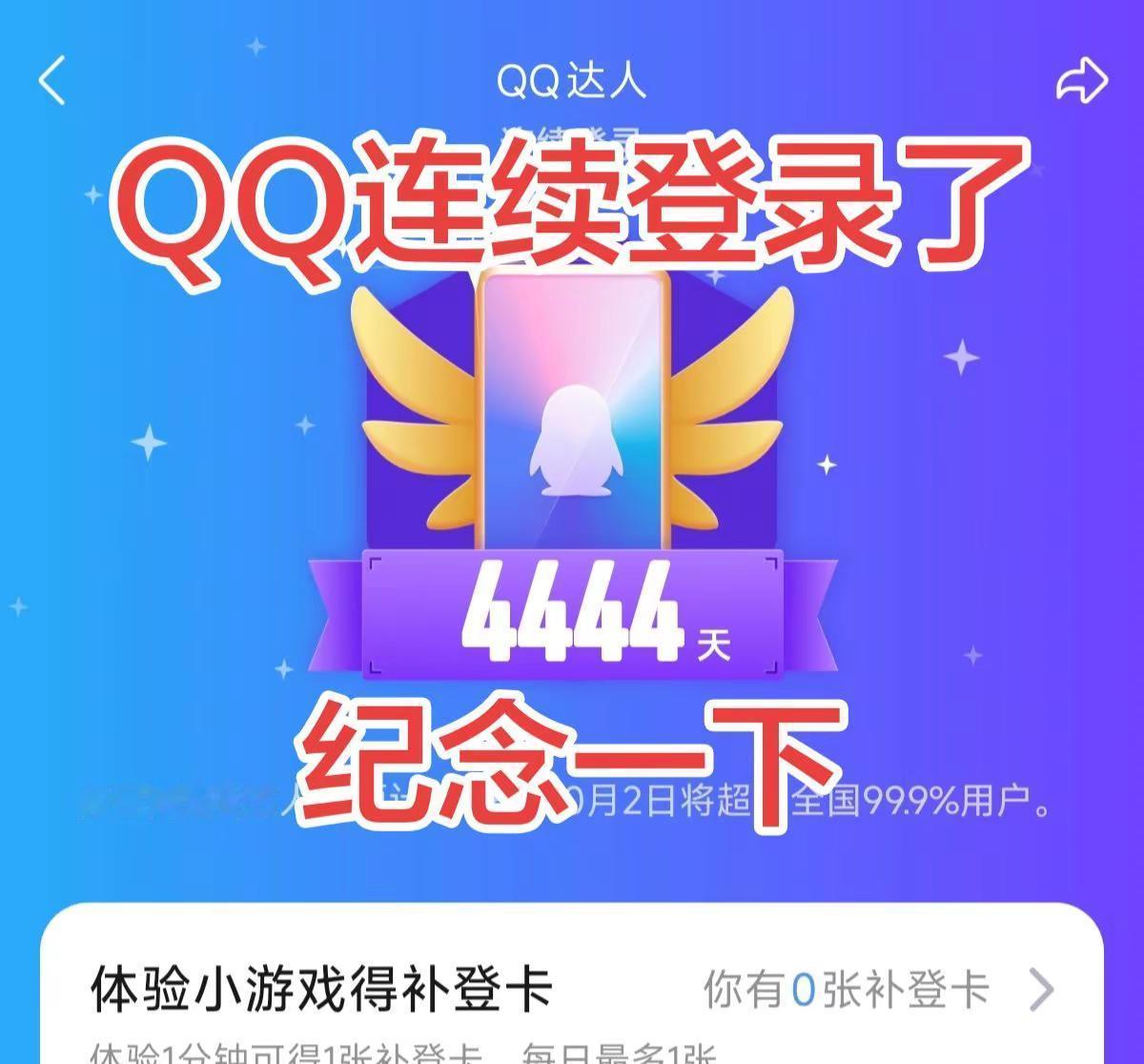 4444天…QQ登录天数