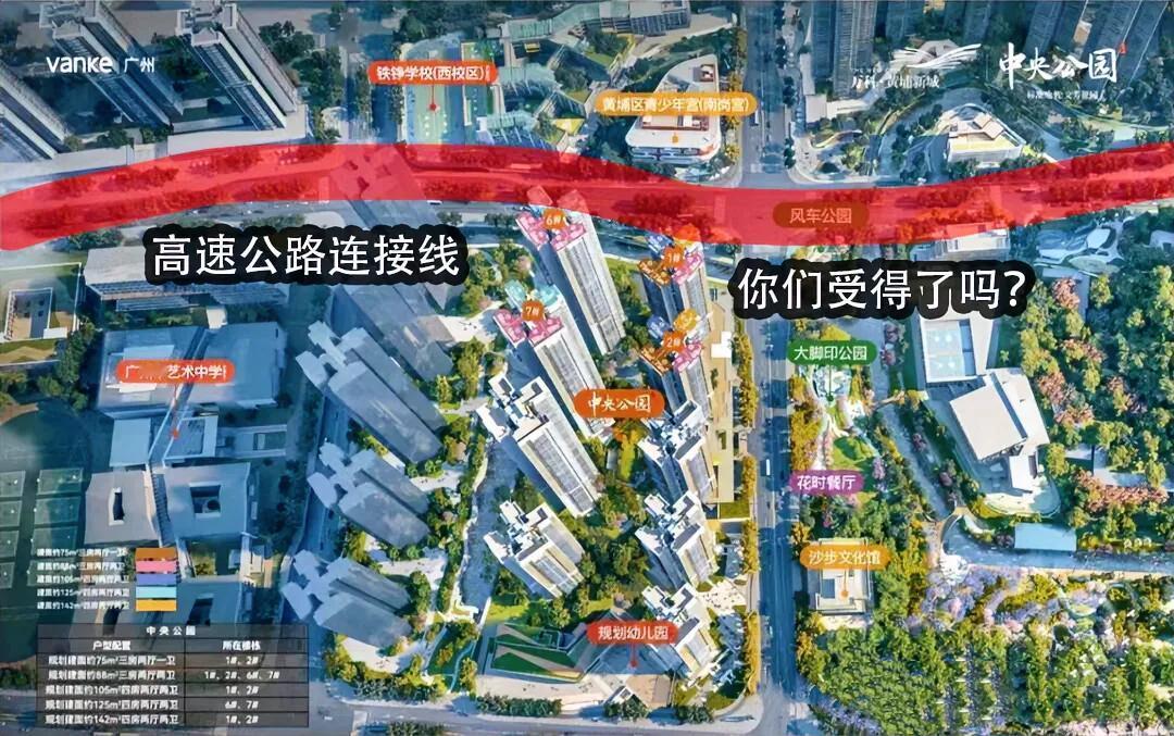 万科黄埔新城一下子成为打工人的心碎之地
收到消息，会建设高速公路连接线，最离谱的