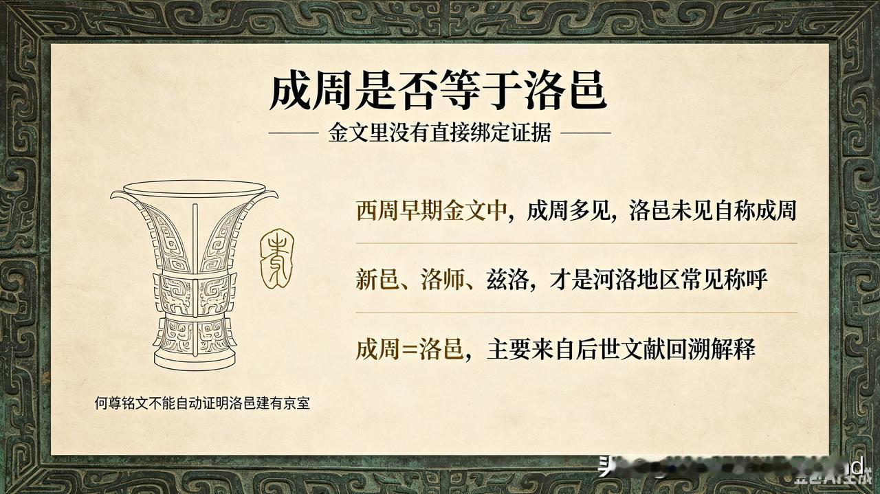 何尊铭文前期主流的伤疤，揭了会疼，不揭又违背历史事实。考古学家不应违背考古原则，