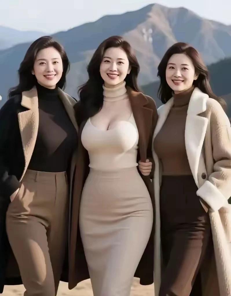 三个女人一台戏，
笑容满面挺惬意。
弱水三千一瓢饮，
中间那个还可以。