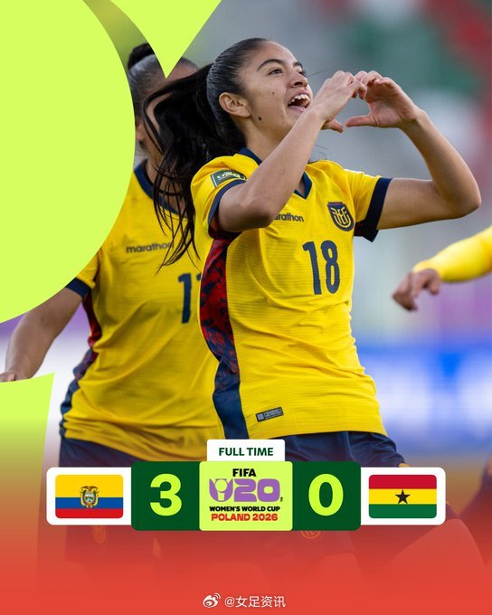 波兰2026国际足联20岁以下女子世界杯小组赛第一轮C组 法国1-1韩国；厄瓜多