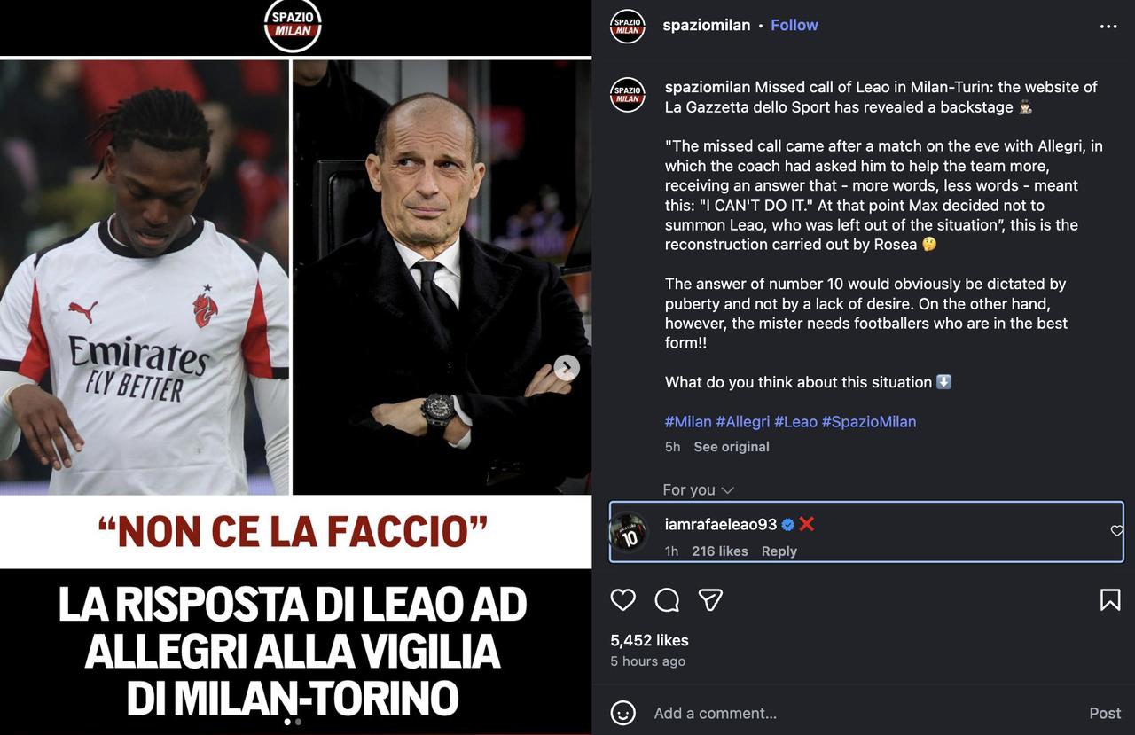 【莱奥辟谣】
莱奥目前正在葡萄牙康复，亲自否定了不是传闻，和恶意记者造谣。

账