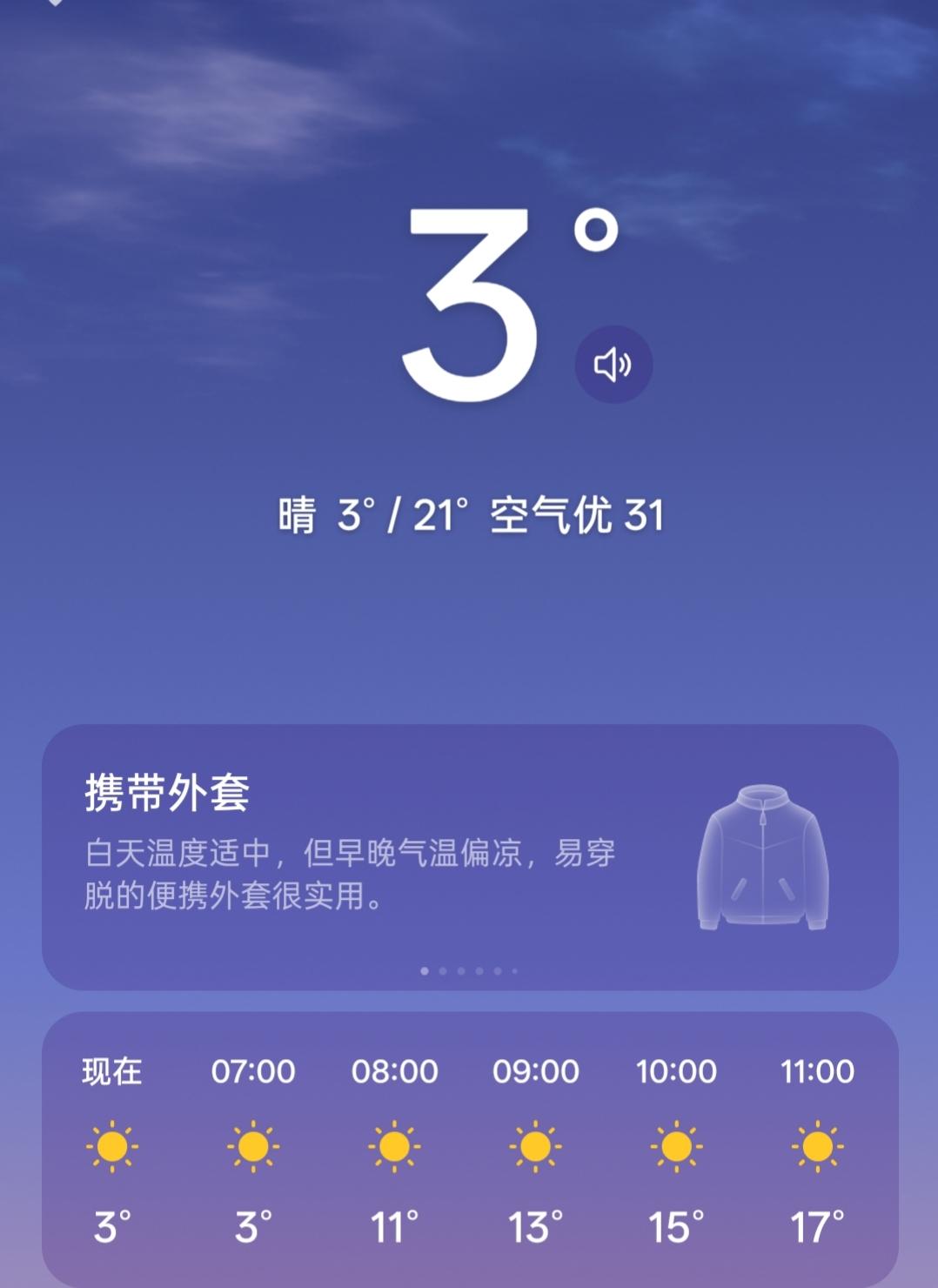 今天是10月6日，沈阳市天气3-21℃，晴天，温度照比昨天最低气温偏低一度，最高
