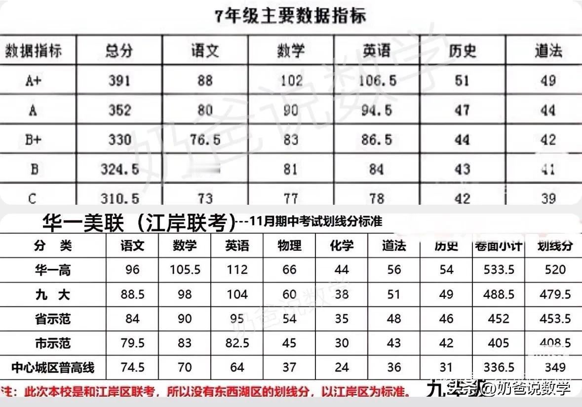 2024江岸区七九年级期中考试划线