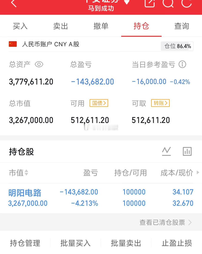 300万本金，目标1年做到1500万，1年翻五倍，欢迎各位关注！（第45天） 持