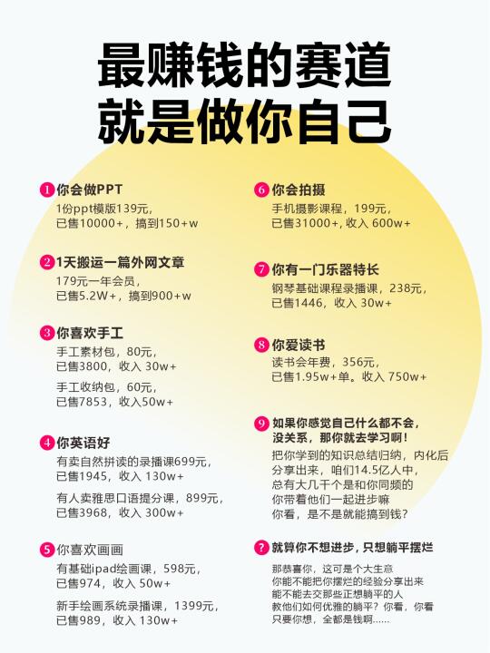最赚钱的赛道就是做你自己