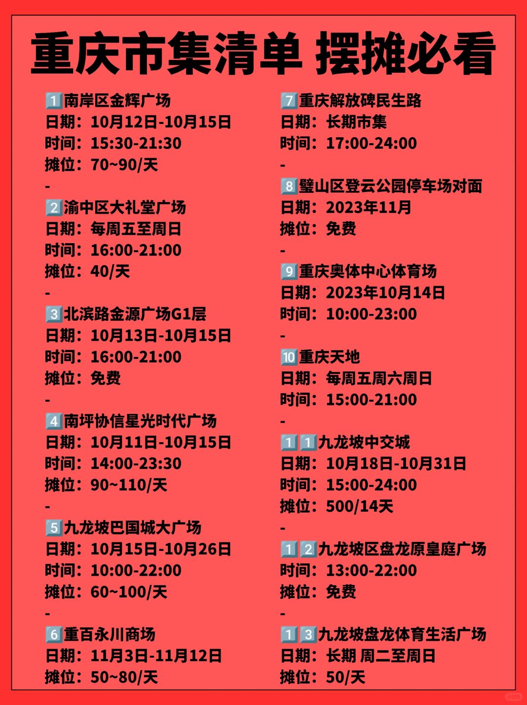 🐴住！重庆摆摊，快来看看这份市集清单