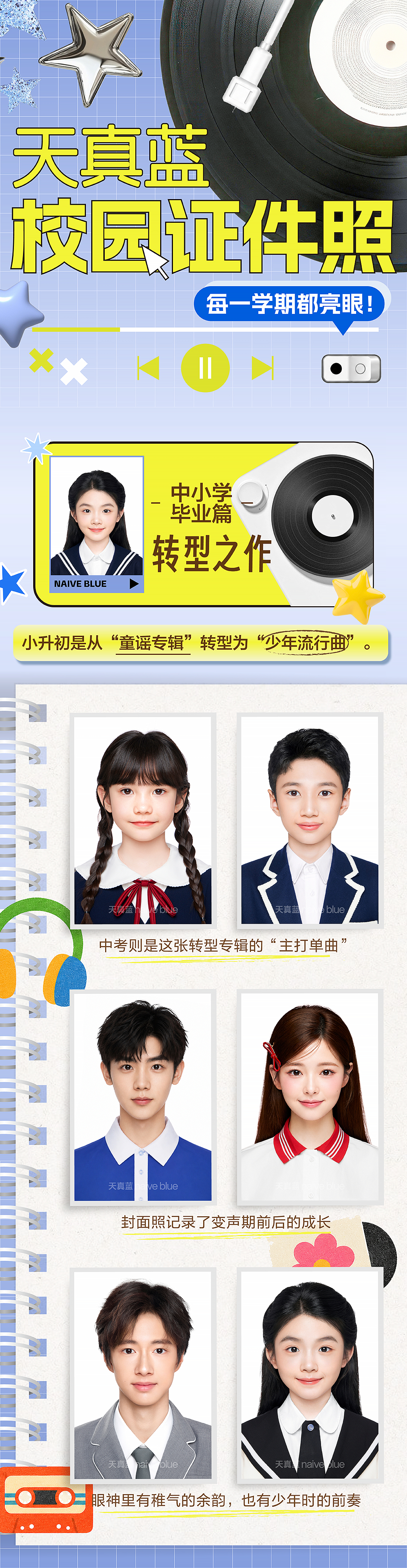 从幼儿园到大学，拍了无数张“官方照片”📷 这些照片就像每一阶段的“专辑封面”?