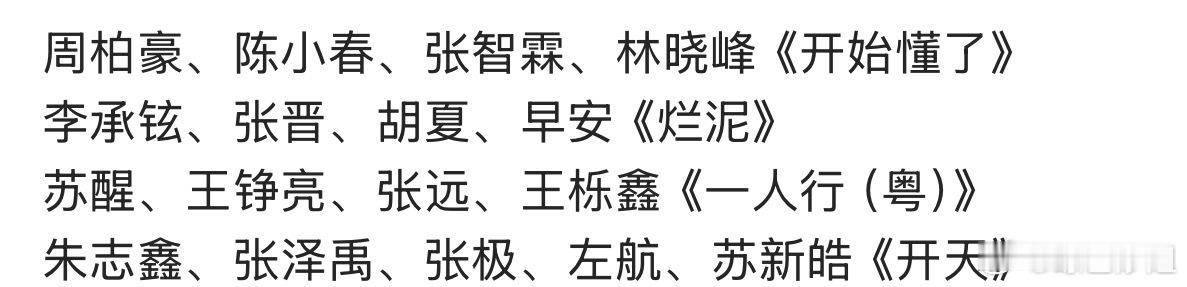 披荆斩棘一公选曲🍉：周柏豪、陈小春、张智霖、林晓峰《开始懂了》李承铉、张晋、胡