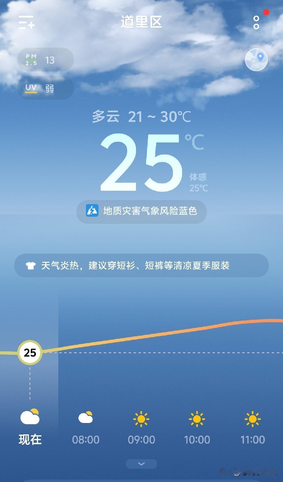 看看今天哈尔滨的天气。多云，25~30℃，这温度挺好吧。
一场台风刮的全国受影响