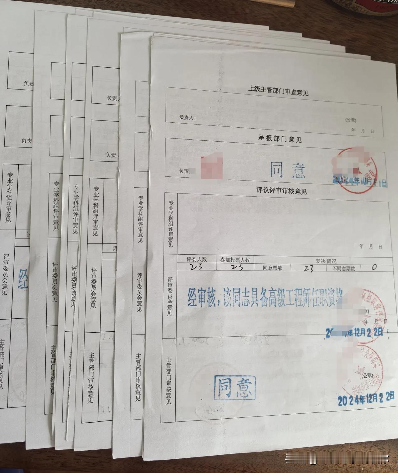 2024年度的评审表终于都领回来了，各地评审表发放时间不同，前面的兄弟去年春节前