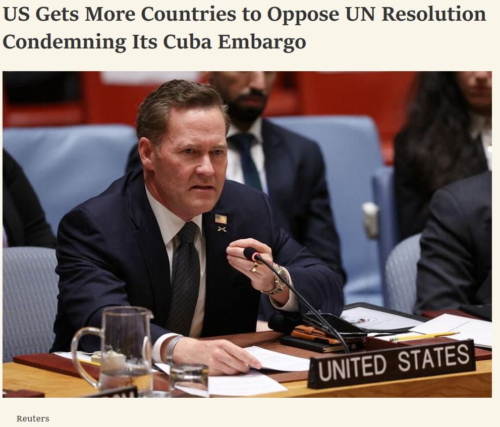 联大终止封锁古巴决议如期通过，美国代表为何这般高兴？答案就藏在这个数字里！
10