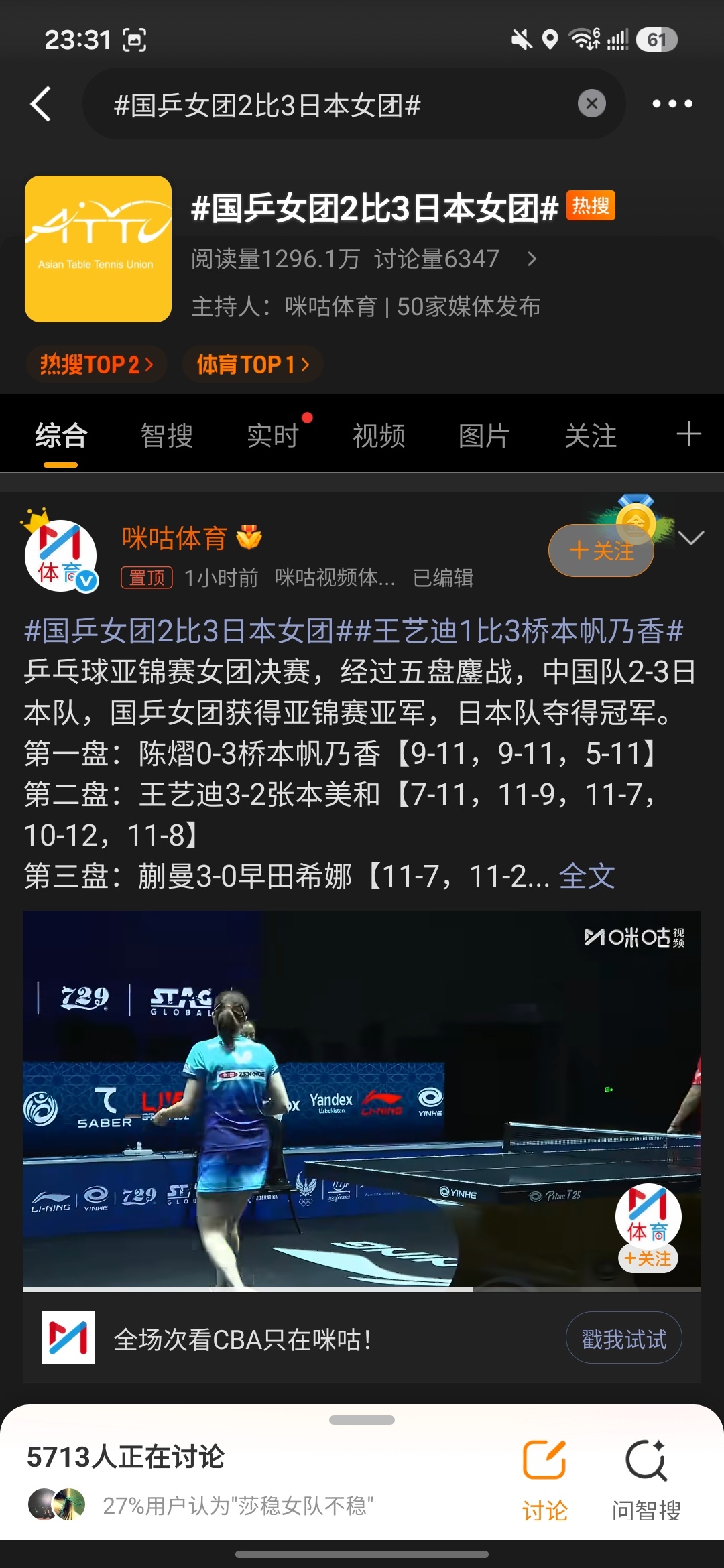 国乒女团2比3日本女团为啥啊女团也输[笑cry]日本现在这么强了吗 ​​​