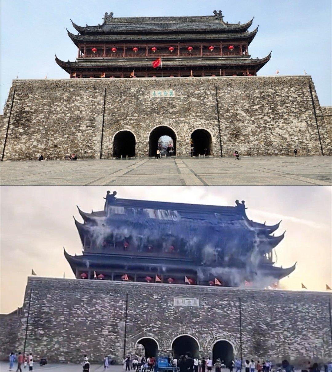 凤阳鼓楼坍塌鼓楼建于明洪武八年(1375年)，当时朱元璋计划迁都故乡凤阳，修建了