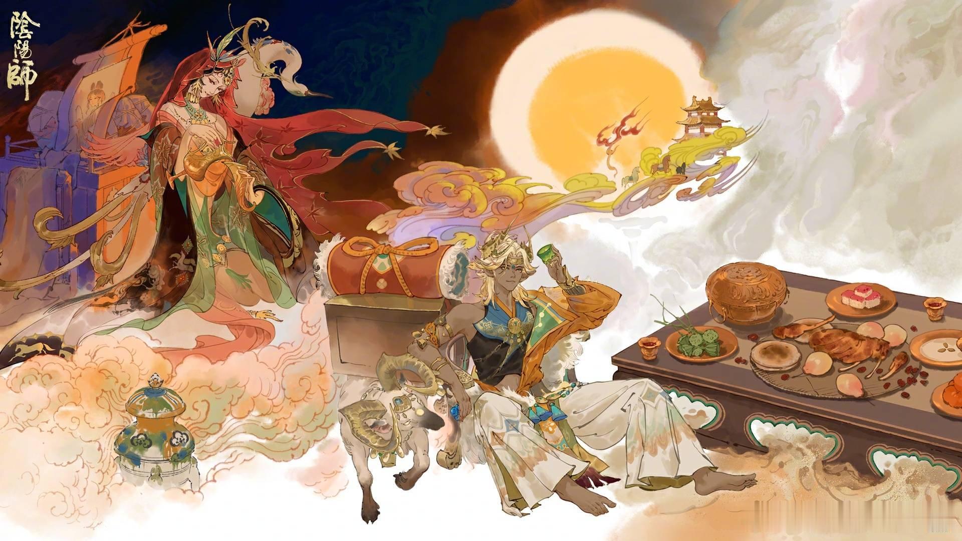 阴阳师手游 马年生肖皮肤专属插画「宴中人」 & 「戏中迷」 