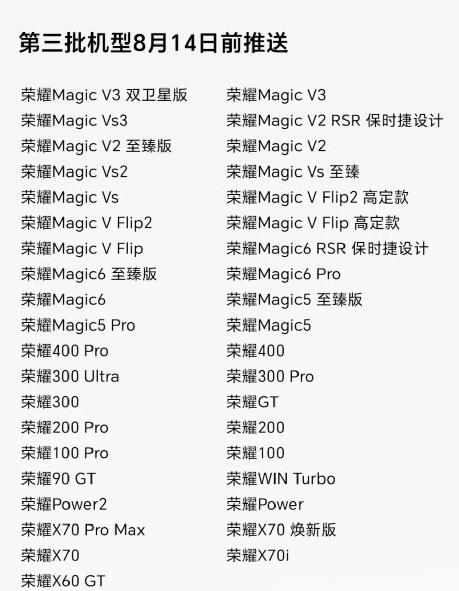 MagicOS 8月 月月新 第三批机型今晚8点前推送～科技数码数码资讯magi