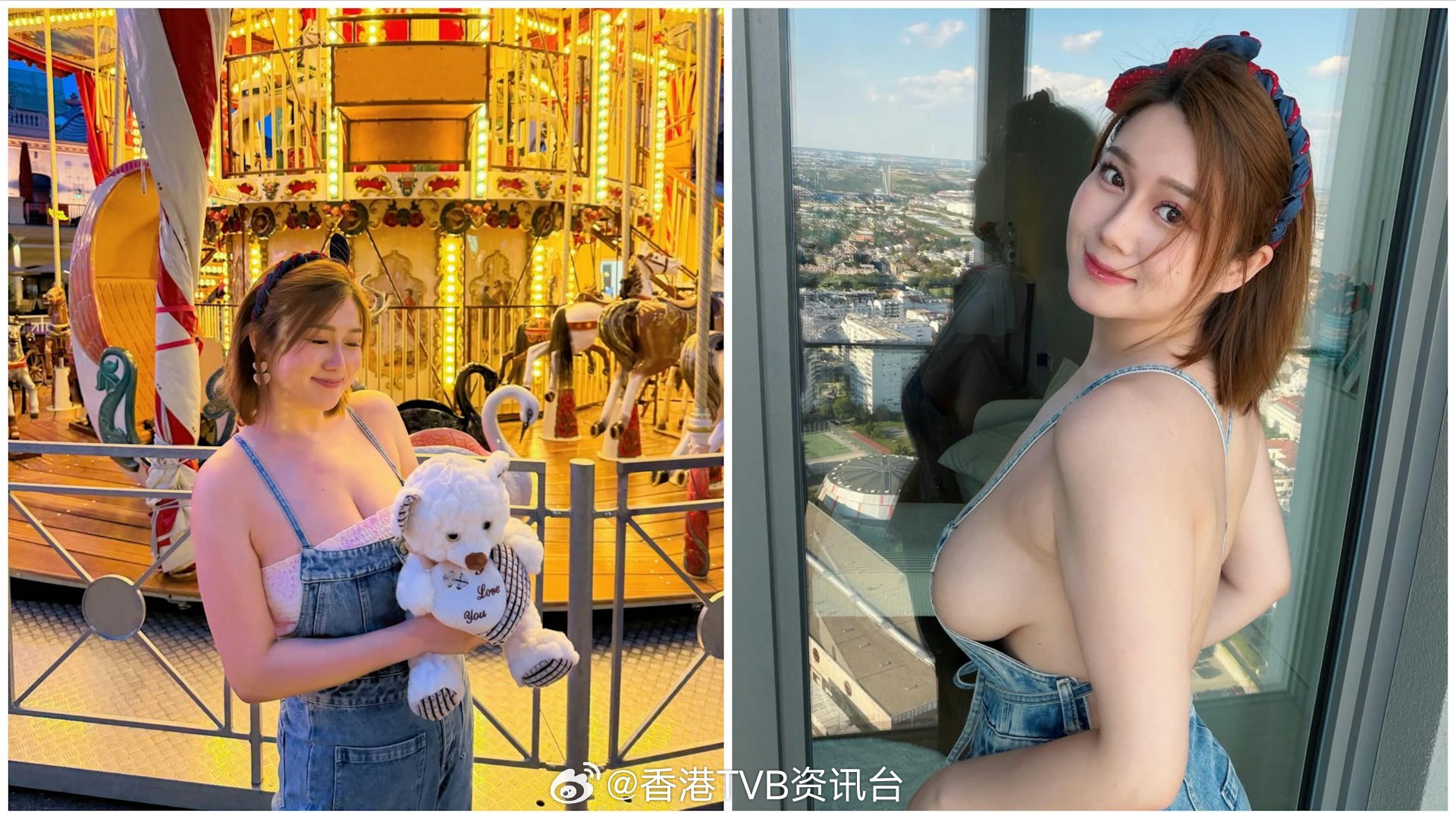 前TVB“神兽”白云放大招，外穿牛仔连体裤内里真空，网友直呼鼻血直流前TVB“咪