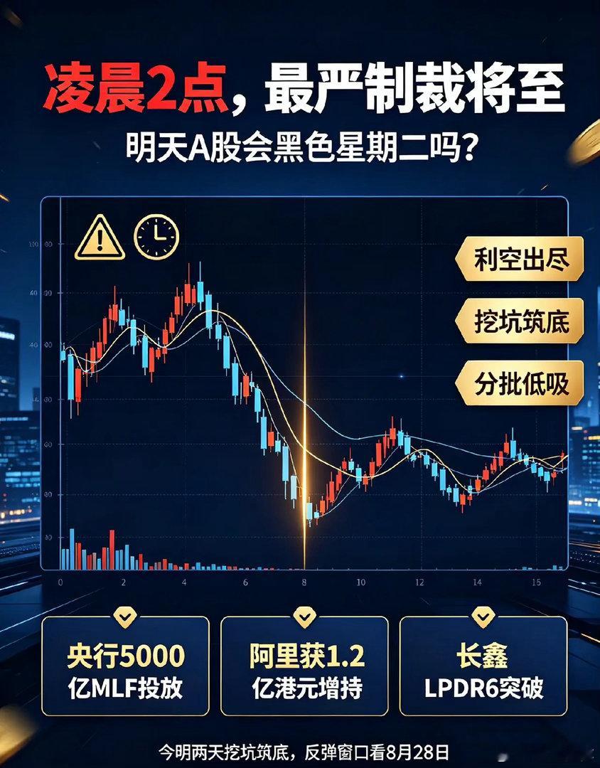 凌晨2点,"最严制裁"将至,明天A股会黑色星期二吗？       听着好吓人，晚