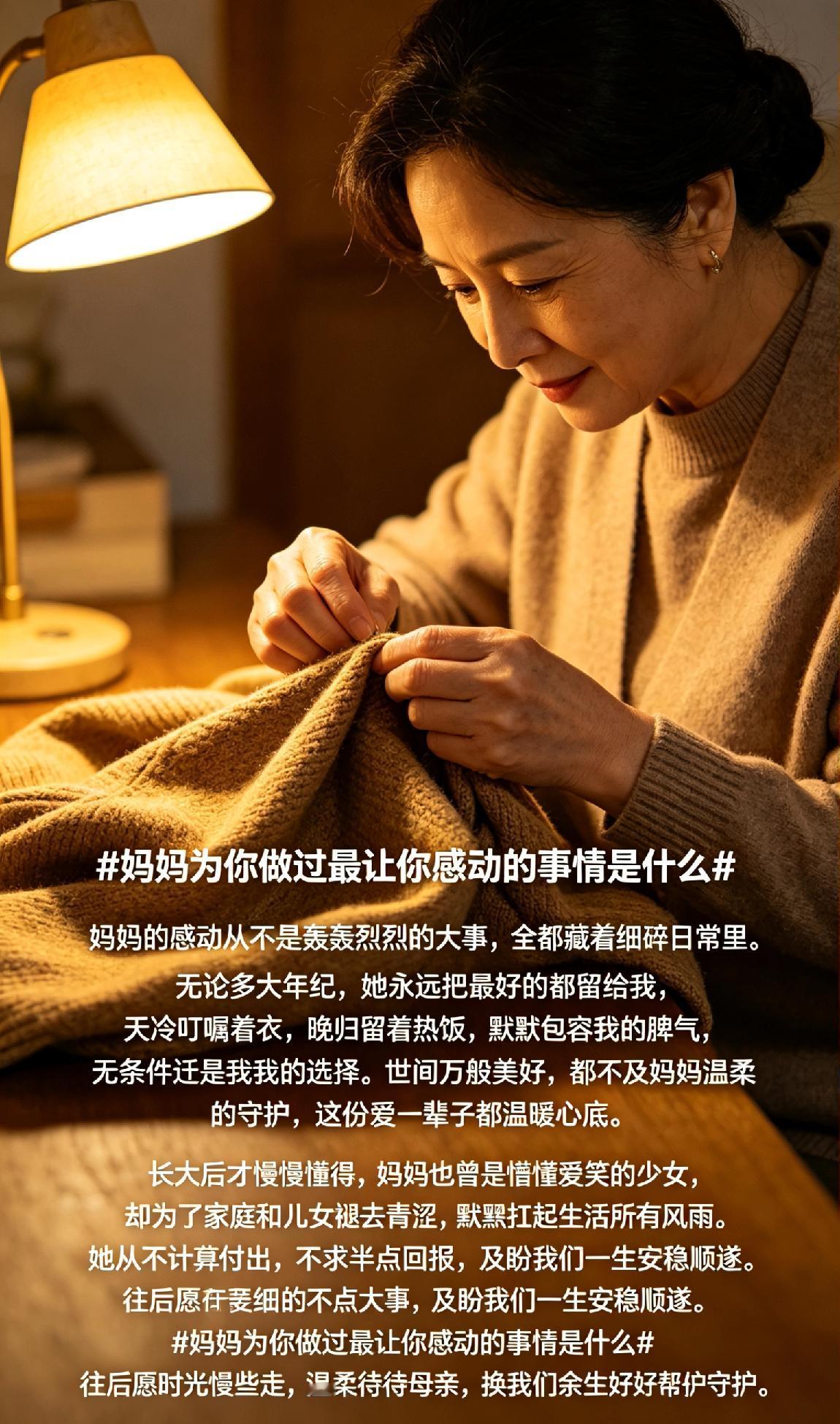 妈妈的感动从不是轰轰烈烈的大事，全都藏在细碎日常里。无论多大年纪，她永远把最好的