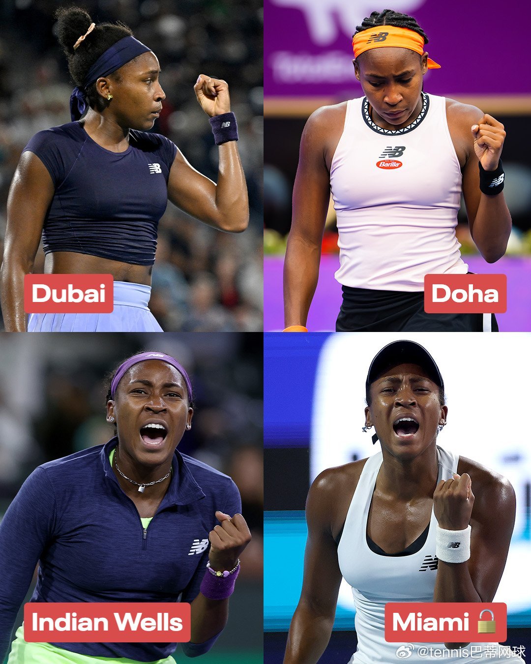 高芙🇺🇸的大赛版图🇦🇺 澳网：✅（四强）🇶🇦 多哈：✅（八强）🇦?